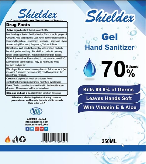 Shield-EX hand sanitizer 포장