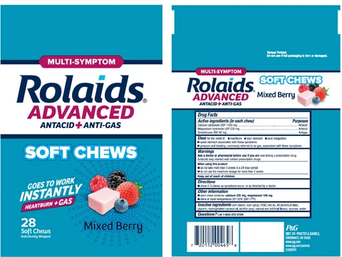 Rolaids Advanced Antacid plus Anti-Gas Soft Chews packaging