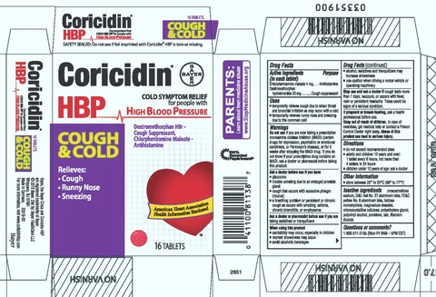 Coricidin HBP Cough and ColdCough Suppressant, Antihistamine 포장