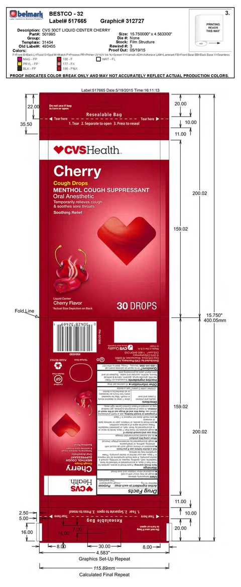 cherry liquid center cough drops packaging