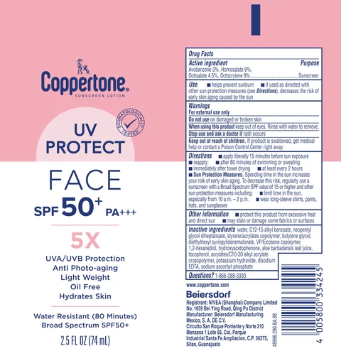 Coppertone 5X UV Protect Face Sunscreen 포장