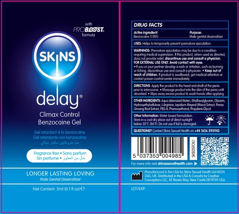 SKINS DELAY Climax Control Benzocaine Gel 포장