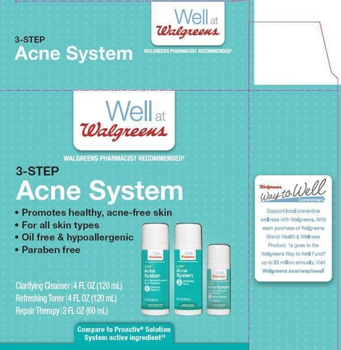 3 Step Acne SystemWell at Walgreens 포장