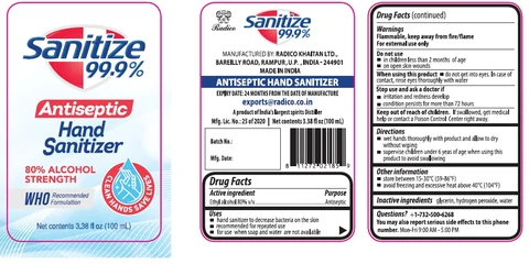 Sanitize 99.9% Antiseptic Hand Sanitizer 포장