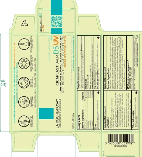LA ROCHE POSAY Laboratoire Dermatologique Cicaplast Balm B5 UV Broad Spectrum SPF 50 Sunscreen Skin Protectant packaging