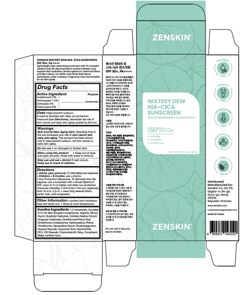 Zenskin Watery Dew Nia-Cica Sunscreen 포장