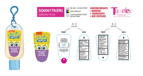 Spongebob bubble gum scented hand sanitizer01 packaging