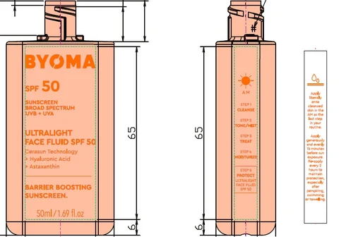 Byoma Ultralight Face Fluid SPF 50 packaging