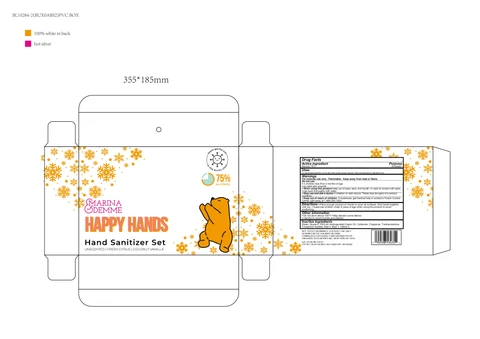 MARINA AND DEMME HAPPY HANDS Hand Sanitizer Set UNSCENTED FRESH CITRUS COCONUT VANILLA packaging