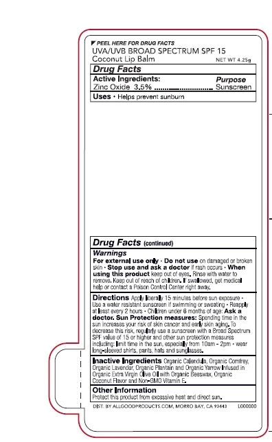 Broad Spectrum SPF 15 Coconut Lip Balm packaging