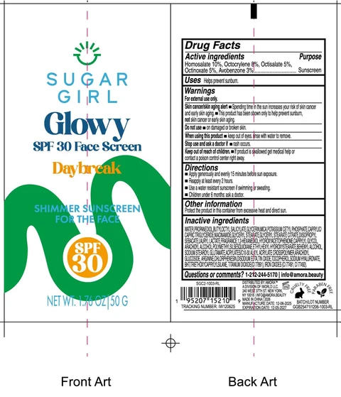 Sugargirl Glowy SPF 30 Face Screen Daybreak Shimmer Sunscreen For the Face 포장