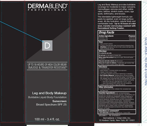 Dermablend Professional Leg and Body Makeup Broad Spectrum SPF 25 Sunscreen 포장