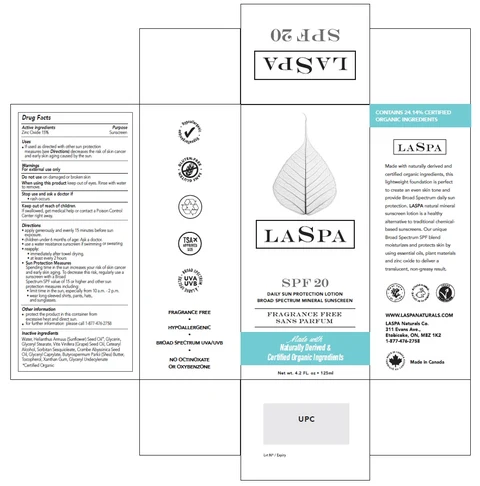 LASPA DAILY SUN PROTECTION BROAD SPECTRUM MINERAL SUNSCREEN SPF 20 packaging