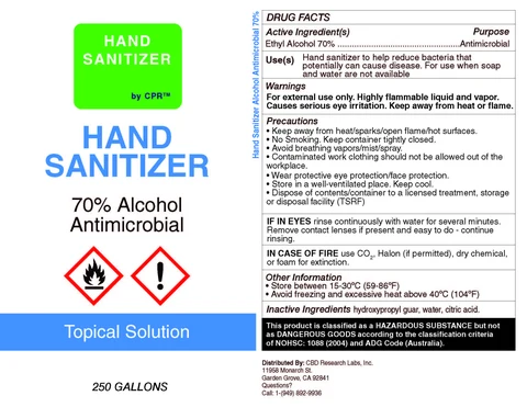 CPR Hand Sanitizer packaging