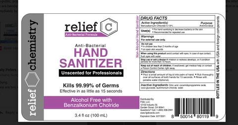 Relief Anti-Bacterial Hand Sanitizer 포장