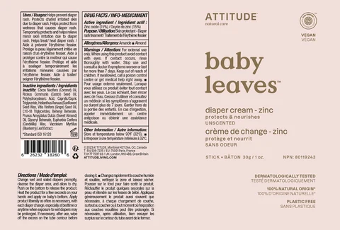 Attitude Diaper Cream Zinc Unscented 포장