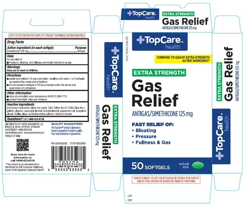 TopCare health EXTRA STRENGTH Gas Relief SOFTGEL packaging