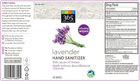 Lavender Hand Sanitizer Wipes packaging