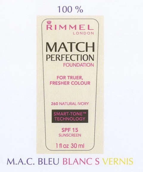 Rimmel LondonMatch Perfection Foundation - Natural Ivory (260) packaging