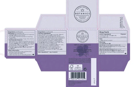 Botanics Triple Age Renewal Day Cream Sunscreen Broad Spectrum SPF 15 포장