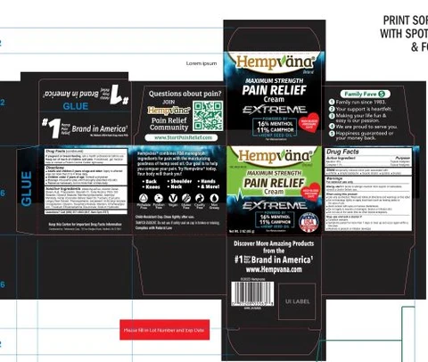 Hempvana Maximum Strength Pain Relief Cream Extreme 포장