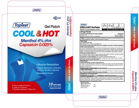 Toplast Cool and Hot Menthol 4percent plus Capsaicin 0.025percent 포장