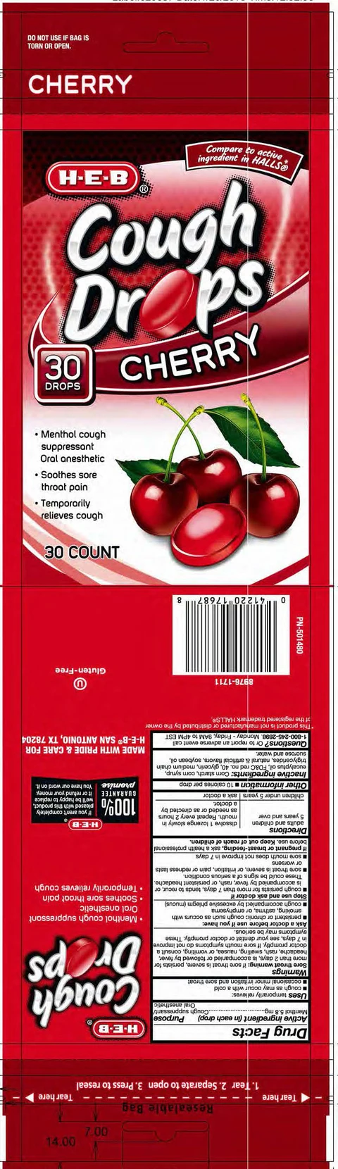 Cherry cough drop packaging