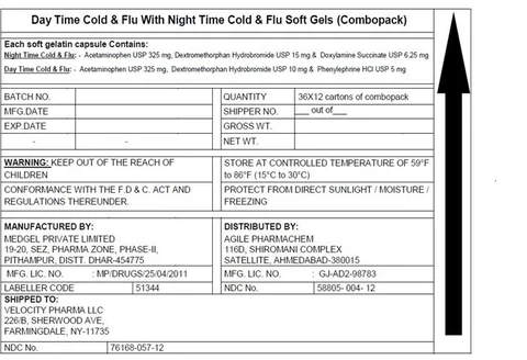 DAYTIME NIGHTTIME COLD/FLU 포장