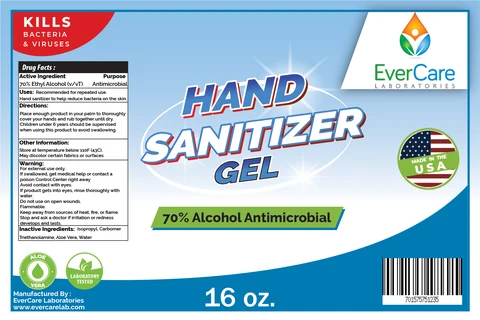 16oz Hand Sanitizer Gel EverCare Labs 포장