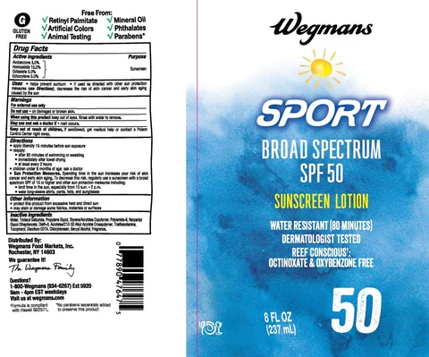 Wegmans Kids and Sport Broad Spectrum SPF 50 Sunscreen packaging