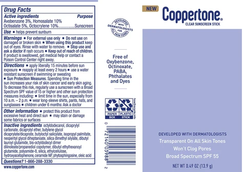 Coppertone Every Tone Invisible Clear Sunscreen Stick SPF 55 포장