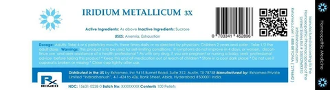 IRIDIUM METALLICUM packaging