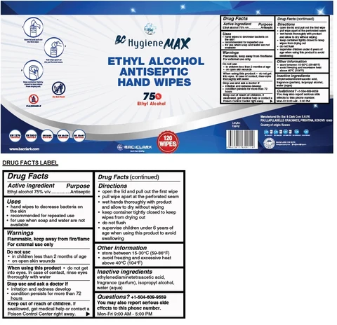 BC Hygiene MAX ETHYL ALCOHOL ANTISEPTIC HAND WIPES 포장