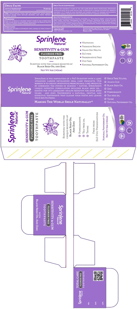 SprinJene Natural Sensitivity and Gum packaging