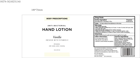 BODY PRESCRIPTIONS Vanilla INFUSED WITH VITAMIN E ANTIBACTERIAL HAND 포장
