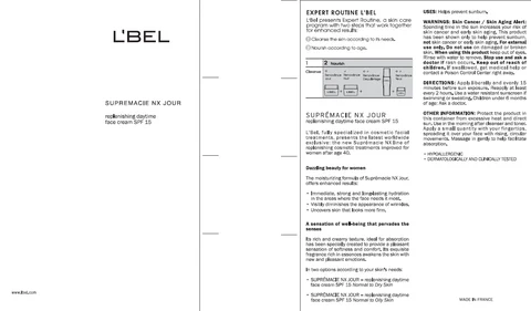 LBEL SUPREMACIE NX JOUR Replenishing Daytime Face SPF 15 Normal To Oily Skin packaging