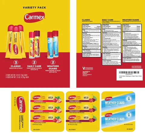 Carmex Variety Pack Classic Medicated Lip Balm Daily Care Lip Balm SPF 포장