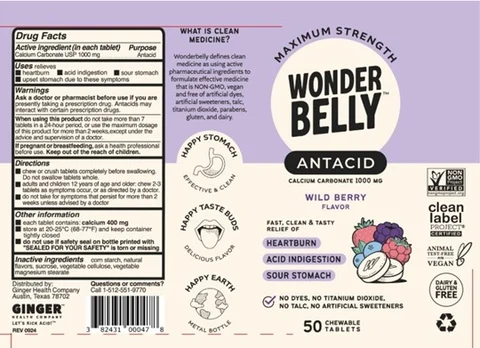WONDERBELLY MAXIMUM STRENGTH ANTACID 포장