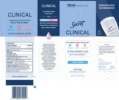 Secret Clinical Light and Fresh Soft 포장