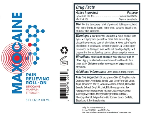 MAXOCAINE PAIN RELIEVING ROLL-ON packaging