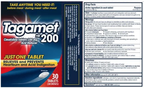 PRINCIPAL DISPLAY PANEL Tagamet® HB 200 Cimetidine Tablets 200 mg Acid Reducer 30 tablets (30 doses)