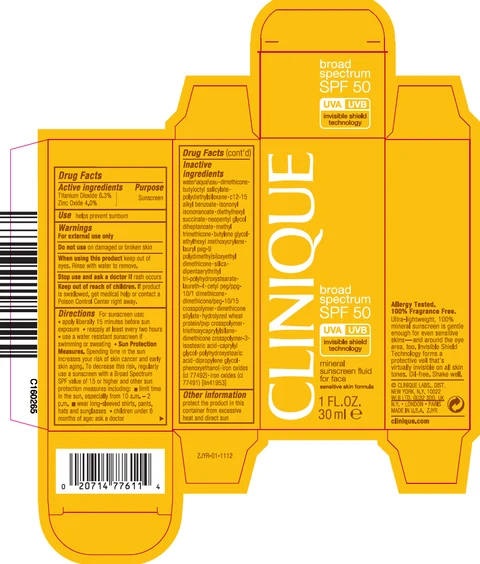 CLINIQUE SPF 50 BROAD SPECTRUM MINERAL SUNSCREEN FLUID FOR FACE packaging