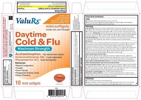 Daytime Cold and Flu mini Softgels 포장