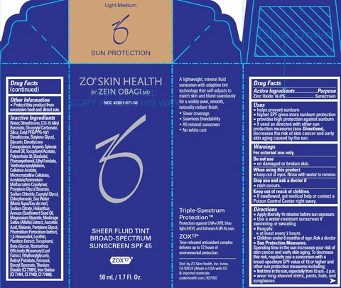 ZO Skin Health Sheer Fluid Tint Broad-Spectrum Sunscreen SPF 45 Light Medium 포장