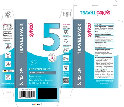 SyNeo ANTI PERSPIRANT8 WET WIPES 포장