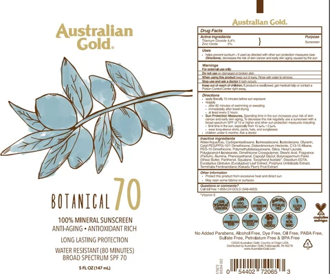 Australian GoldBotanicals Sunscreen 70 Minerals 포장