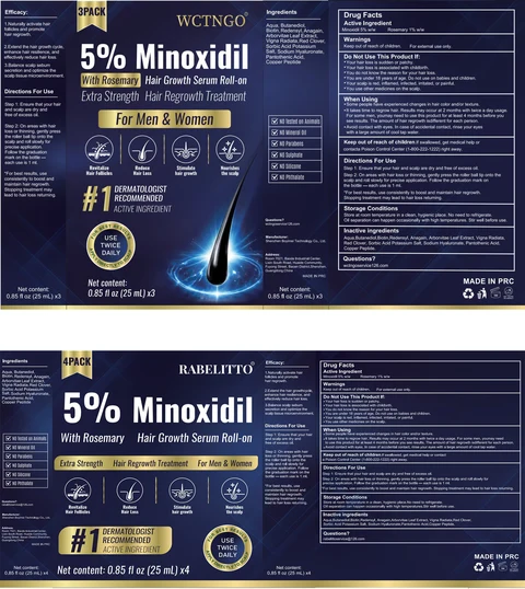5% Minoxidil Hair Growth Serum Roll-on 포장