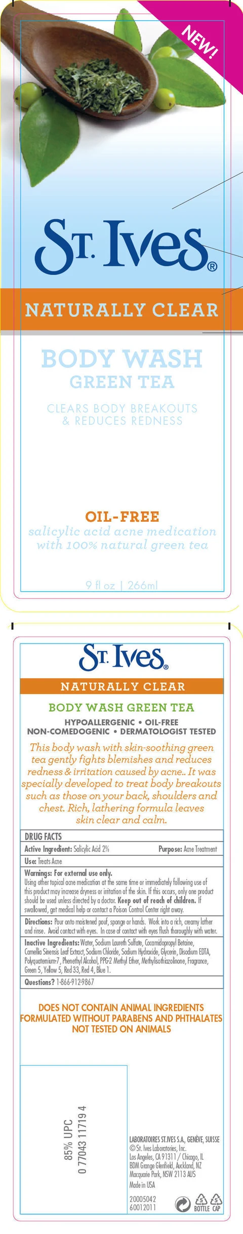 ST. IVES BODY WASH NATURALLY CLEAR SKIN GREEN TEA 포장