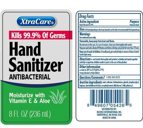 XtraCare Hand SanitizerMoisurize with Vitamin E and Aloe packaging