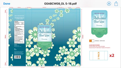 BODY PRESCRIPTIONS Antibacterial Hand Wipes Freesia 포장